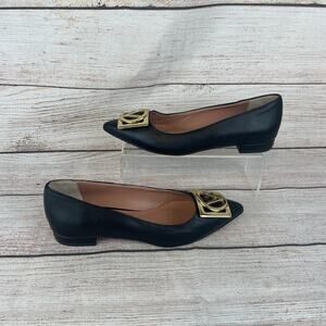 Valentino By Mario Flora Womens Sz 8 Leather Flats Pointed Black Leather